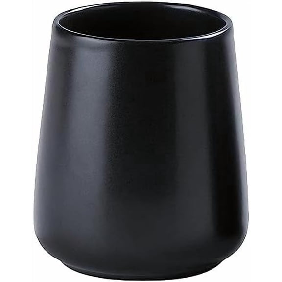 Black Toothbrush Holder for Bathroom - Ceramic Tooth Brushing Holders, Toothpaste Holder, Reusable Toothbrush Mouthwash Cup, Space-Saving Design for Bathroom Countertop