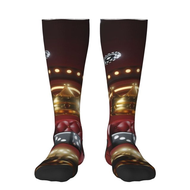 Balery Casino King And Playing Cards Calcetines novedosos Calcetines deportivos Calcetines hasta la rodilla Calcetines de algodón Calcetines originales y geniales