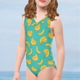 thumbnail image 3 of SEANATIVE One Piece Swimsuit Girls Casual Banana Print Summer Sleeveless V Neck Bikini Size 3-4 Years Breathable Kids Beach Swimwear Girls, 3 of 7