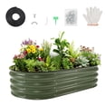 thumbnail image 4 of Garvee 4x2x1ft Galvanized Raised Garden Bed Kit, Oval Metal Planter Box w/ Open Base for Flowers, Herbs,1pc,Green, 4 of 8