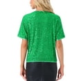 thumbnail image 3 of Camisa de lentejuelas INSPIRE CHIC para mujer, blusa brillante de manga dolman oversize, S verde, 3 of 5