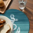 thumbnail image 3 of Nautical Anchor Teal Green Round 15 Inch Placemats Set of 4, Coastal Ocean Ombre Striped HeatResistant Non Slip Place Mats for Dining Table, Wipeable Braided Kitchen Table Mats for Housewarming, 3 of 9