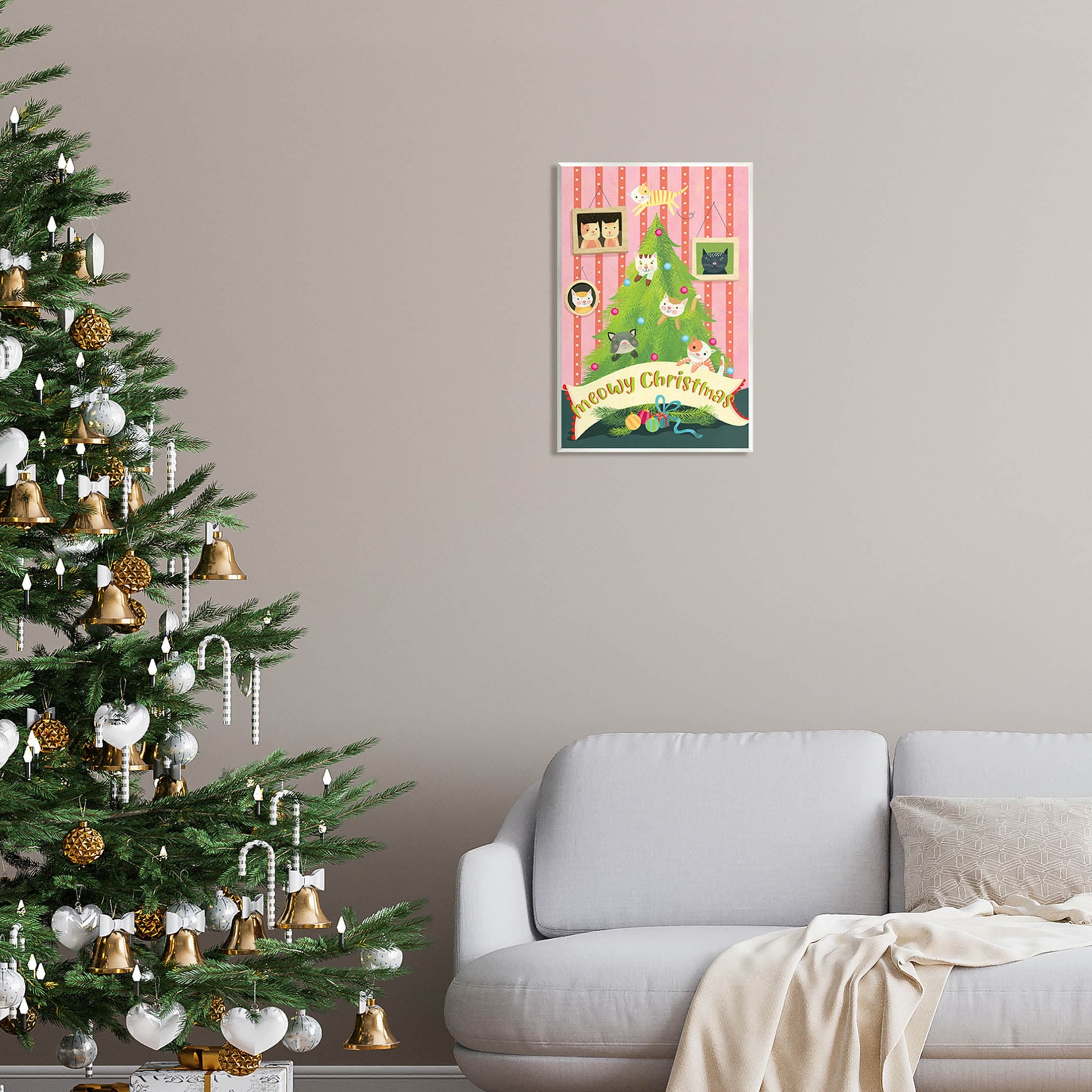 Meowy Christmas Cat Tree Holiday Graphic Art Unframed Art Print Wall Art