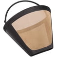 thumbnail image 4 of 2 Pieces Reusable Coffee Filters, Coffee Filter Mesh, Permanent Reusable Coffee Filter, Stainless Steel Permanent Reusable Fine Net with Handle for Most Coffee Makers (Gold), 4 of 5