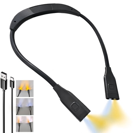 LED Book Light, IJIL Rechargeable Neck Reading Light 3 Color Modes for Reading in Bed Studying Gift for Book Lovers