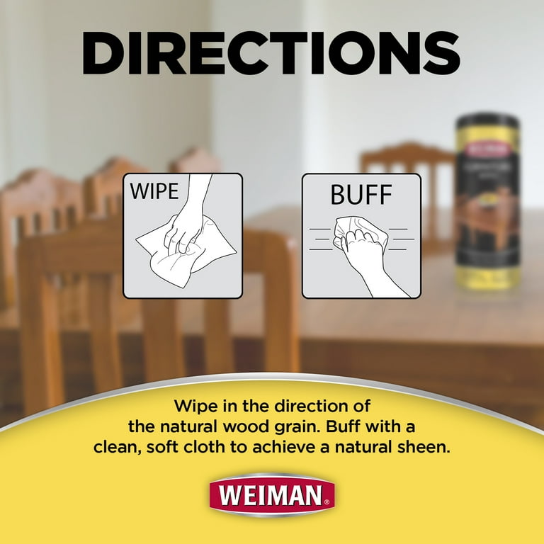 Weiman Wood Cleaner and Polish Wipes - 2 Pack - Non-Toxic for Furniture to Beautify and Protect, No Build-Up, Contains Ultra