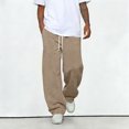 thumbnail image 5 of Baggy Sweatpants Men Casual Drawstring Waist Lightweight Wide Leg Sweat Pants for Men Camel M, 5 of 6