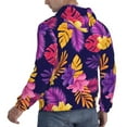 thumbnail image 6 of Pofeuu Purple Flower Print Mens Casual Hooded Collar Drawstring Hoodies Pullover Sweatshirts Casual Long Sleeve Shirts-3X-Large, 6 of 7