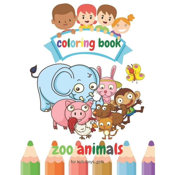 Jungle zoo animals coloring book for kids boys, girls: Size: 8,5"X11 great gift for boys & girls, children ages 3-8 Cats lovers, dogs and birds unicorn simple design coloring book animals (Paperback)