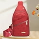 thumbnail image 4 of Xihbxyly Mochila Bandolera, Correa de Hombro Ajustable, Orificio para Auriculares, Poliéster Ligero, Multiusos para Senderismo, Camping, Ciclismo y Viajes, Tamaño Compacto (28 X 16 X 5 Cm), 4 of 6