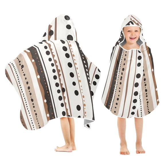 Yayeee Kids Hooded Towels Toddler Soft Absorbent Beach Bathing Wrap 50" x 23.5", Brown Abstract Stripes