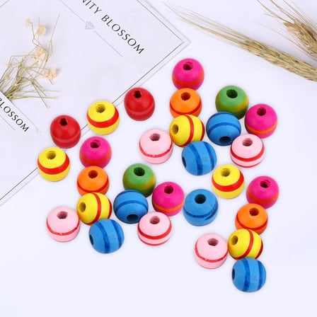 LEORX 100Pcs Small Beads for Jewelry Making with Assorted Color Wood