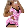 thumbnail image 2 of Pajamas For Women Set Valentines Day Heart Graphics V Neck Vest Top And Elastic Waist Shorts Sleepwear Soft 2 Piece Outfits Loungewear Sets Pink XXL, 2 of 5