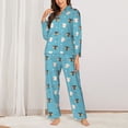 thumbnail image 2 of Honeii Cat Fish print Women's Pajama Sets Long Sleeve Button Down Sleepwear Nightwear Soft Pjs Lounge Sets-X-Large, 2 of 7