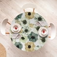 thumbnail image 4 of Ambesonne Romantic Vibes Fitted Round Tablecloth, Garden Floral Design, 56"- 60" Diameter, Almond Green Dark Mustard, 4 of 5