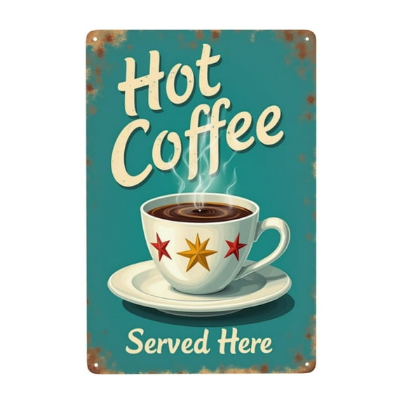 Mid Century Modern Kitchen Metal Tin Sign Retro Coffee Cup Cafe Sign Kitchen Decor Coffee Art Scandinavian Design Atomic Vintage Tin Signs Room Home Decor Signs 12X8 In
