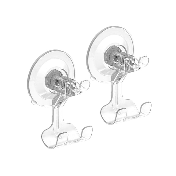 2Pcs Shower Organizers Clear Plastic Suction Hook For Razors Holds Easy Mounted