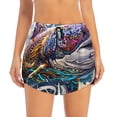 thumbnail image 2 of Daiia Psychedelic Shark Artwork Pattern Women's 2 in 1 Running Shorts - Lightweight Athletic Workout Gym Yoga Shorts Liner with Phone Pockets-X-Large, 2 of 7