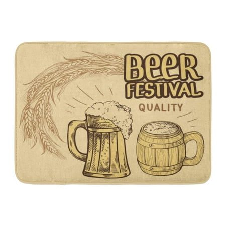 GODPOK Brewery Black Ear Collection of Beer Items Glass in Graphic Style Wheat Sketch Rug Doormat Bath Mat 23.6x15.7 (Best Wheat Beer In The World)