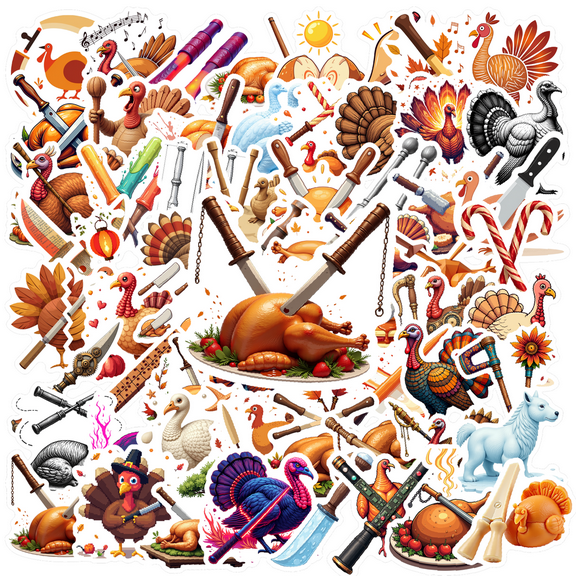 Yatrandify Waterproof Vinyl Thanksgiving Stickers Funny Turkey Stickers for Notebooks Luggage Instruments