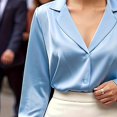 thumbnail image 6 of Satin Silk Blouse for Womens Trendy Ruched Long Sleeve V Neck Tie Dress Shirt Casual Loose Office Work T-Shirt, 6 of 7