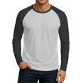 thumbnail image 2 of WTOBBY Men's Round Neck Color Block Raglan Long Sleeve T-Shirt Top Contrast Casual Shirt for Everyday Wear and Stylish Outfits,Dark Gray M, 2 of 6