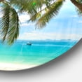 thumbnail image 2 of Designart 'Palm Hanging over Sandy White Beach' Disc Seashore Photo Metal Circle Wall Art, 2 of 5