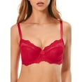 thumbnail image 4 of Deyllo Women's Sheer Lace Non Padded Full Cup Underwire Plus Size Bra, Red 34DD, 4 of 6
