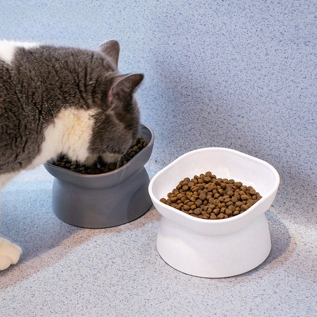 Cuenco moderno para gatos con forma de pie Cuenco oblicuo para gatos Cuenco para mascotas de gran capacidad Cuenco para perros con protección para el cuello y los pies altos Cuenco doble para beber