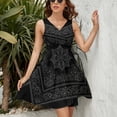 thumbnail image 3 of BANDANA BLACK GRAY Sleeveless Dress Women Summer Evening Dresses Ladies Sundress, 3 of 7