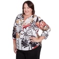 thumbnail image 3 of Alfred Dunner Womens Plus-Size Bold Floral Illustrated Henley Top, 3 of 4