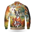 thumbnail image 2 of Hello Fall Boston Terrier Football Welcome Autumn with Leaves Pumpkins All Over Print 3D Baseball Jacket Gentleman Dog Lover Gifts Bomber Jacket Softball - 00012, 2 of 6