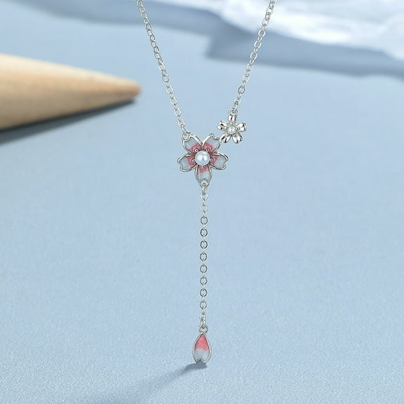 925 Sterling Silver Sweet Cherry Blossom Pearl Necklace For Women