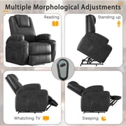 Furmax Electric Power Lift Leathaire Recliner Chair with Massage for Bedroom, Black