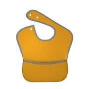 Bingfone Mess-Proof Baby Bib - Waterproof Bib For Baby Boy Or Girl With Food Catcher Pocket, Unisex-Goldenrod
