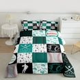 thumbnail image 2 of Manfei Teens Baseball Player Full Size Comforter Sets, Square Plaid Bedding Comforter Set, Cartoon Sport Theme Reversible Bedding Sets, Microfiber Bedroom Decor, 3 Pieces, 2 of 8