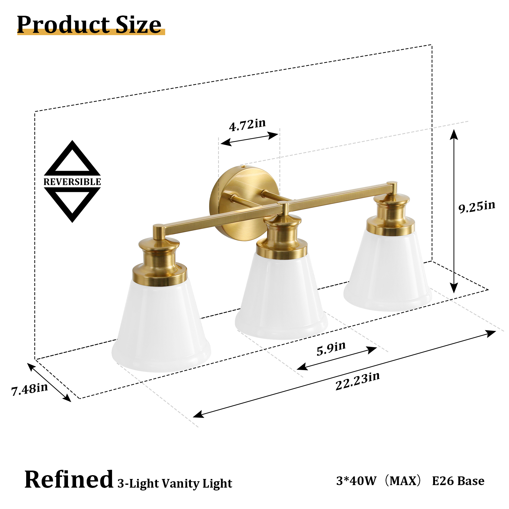 Bathroom Vanity Light Fixtures 3 Lights Modern Bathroom Lighting Fixtures Over Mirror with Frosted Milky Glass Shade Gold Wall Sconce for Bath Bedroom