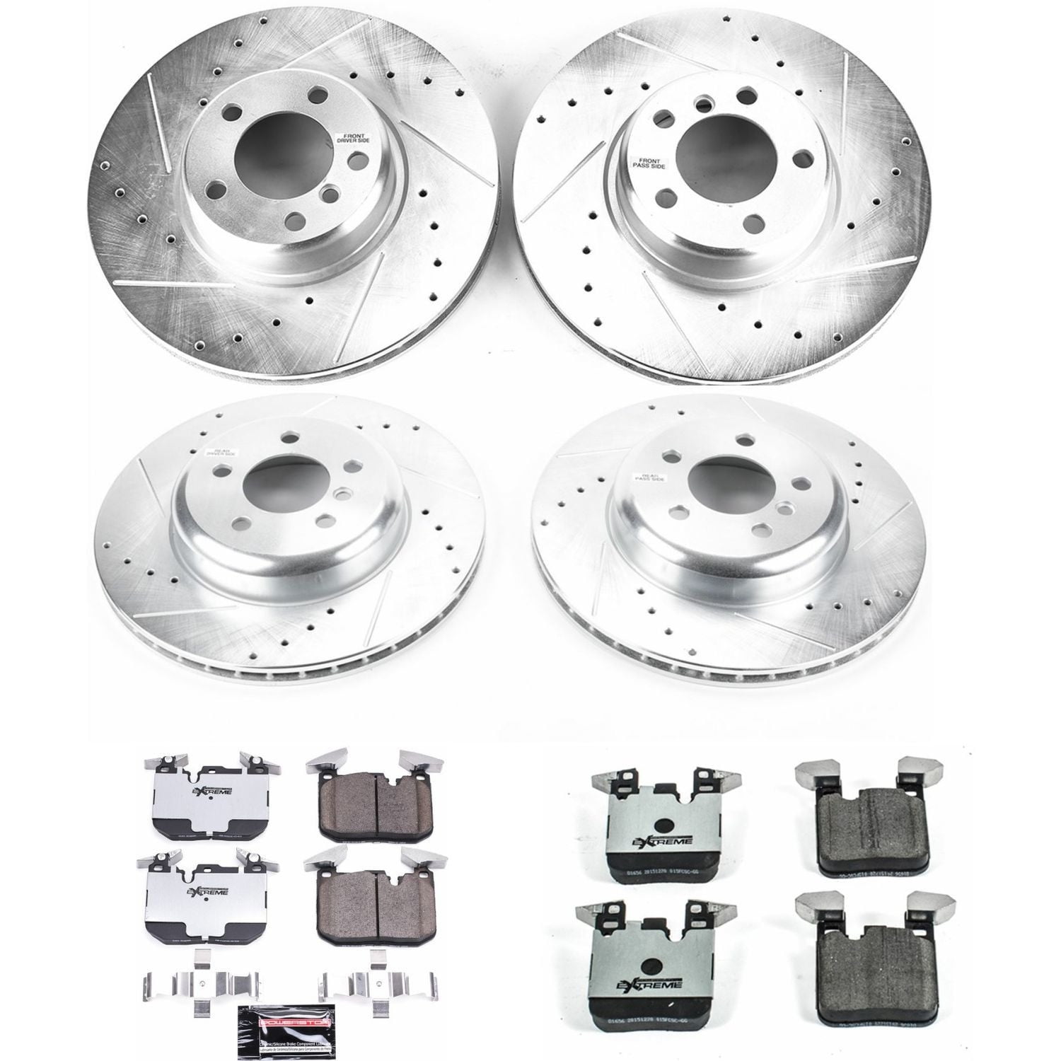 PowerStop Front and Rear Z26 Street Warrior Carbon-Fiber Ceramic Brake Pad and Drilled and Slotted Rotor Kit Fits: BMW Select Models K7547-26