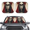 thumbnail image 2 of Honeii Gothic Skull With Roses Print Foldable Car Sun Shade for Windshield, 2-Piece UV Protection Shade, Protects Car Interior, Ideal for Cars, Trucks, SUVs-Small, 2 of 6