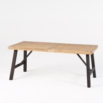 GDF Studio Anemone Outdoor Acacia Wood Dining Table, Gray and Mahogany