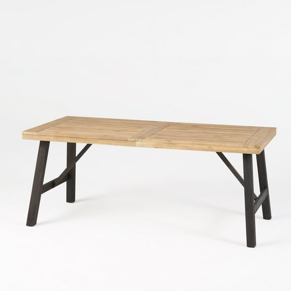 GDF Studio Anemone Outdoor Acacia Wood Dining Table, Gray and Mahogany