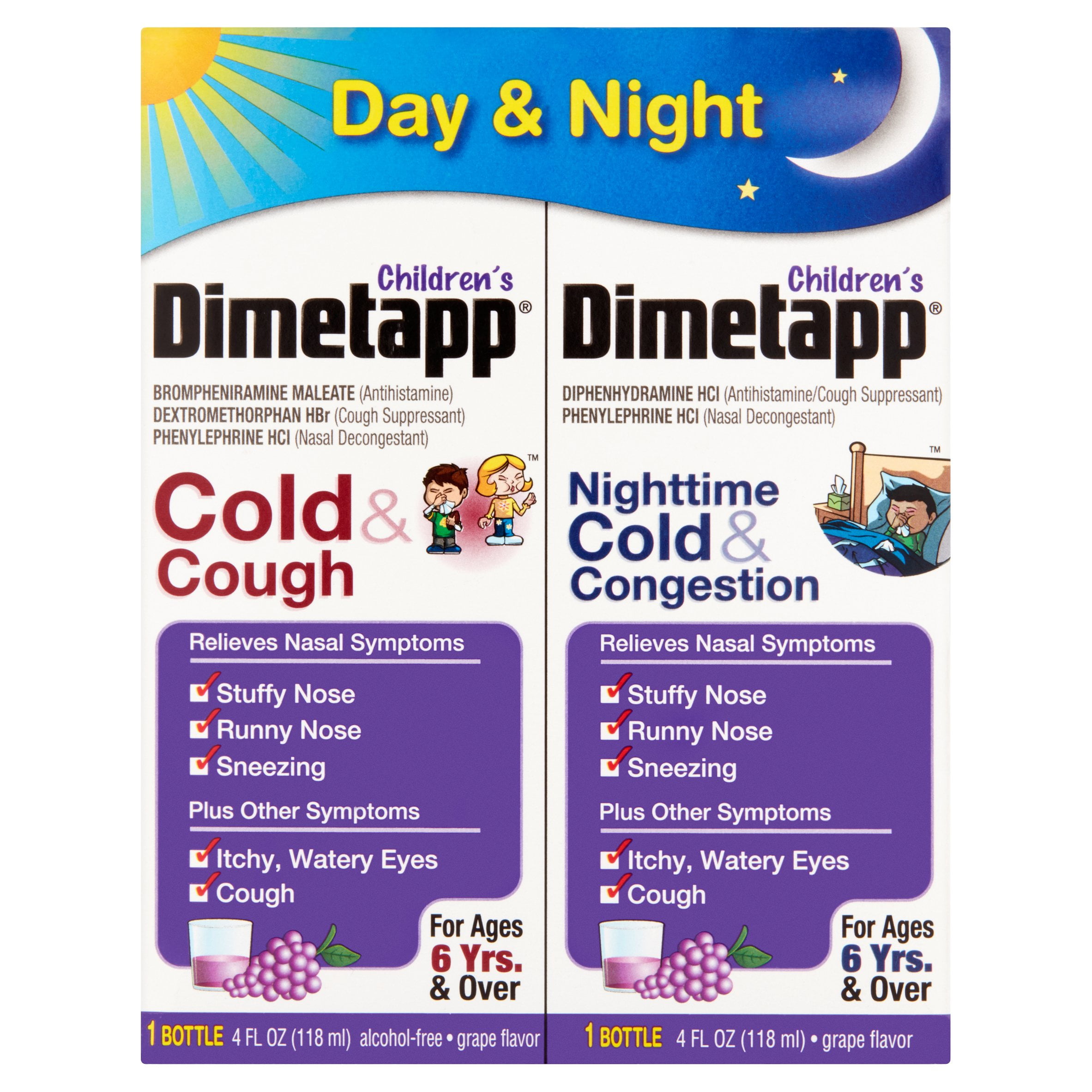 Children's Dimetapp Day & Night Grape Flavor Liquid Syrup, 4 fl oz