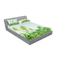 thumbnail image 2 of Ambesonne Nature Fitted Sheet & Pillow Sham Set, Plant Summer Garden, Queen, Green Blue, 2 of 2