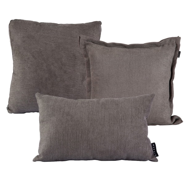 Set de 3 Cojines Decorativos DICASA Cuadrado Cuadrado Grande y Rectangular Gris Oscuro