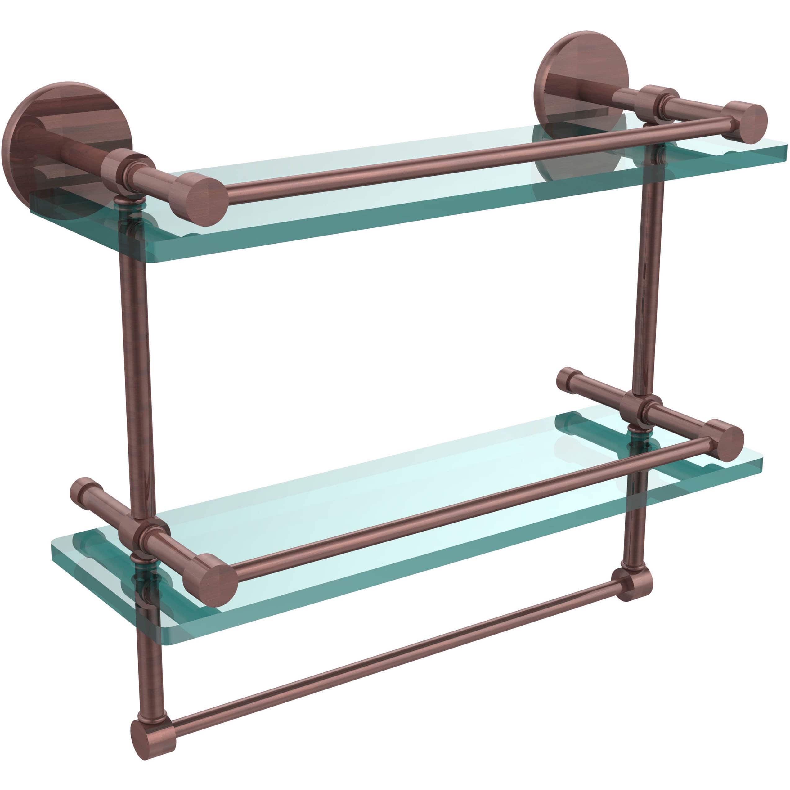16 Inch Gallery Double Glass Shelf with Towel Bar - P1000-2TB/16-GAL-PC - image 2 of 5
