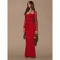 thumbnail image 4 of Red Lace Long Sleeve Sweetheart Neck Maxi Slip Dress For Women, Elegant Evening Gown, 4 of 6