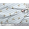 thumbnail image 2 of Soimoi Blue Rayon Crepe Fabric Cat & Wreath Stripe Print Fabric by the Yard 46 Inch Wide, 2 of 3