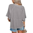 thumbnail image 5 of JUUNthy Womens Summer T-Shirt, Short Sleeve Loose Fit Round Neck Trendy Casual Blouse White XL, 5 of 6