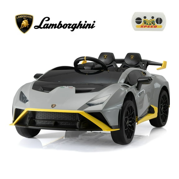 TOBBI 24V Kids Ride on Car, Licensed Lamborghini STO Electric Car for Boys Girls, Ride on Drift Car with Remote Control, Music, 360° Spin, Max Speed 6 mph, Grey