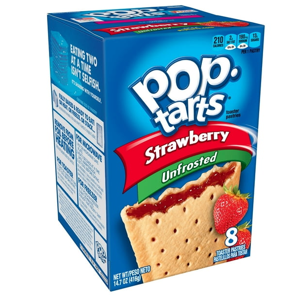 PopTarts, Breakfast Toaster Pastries, Unfrosted Strawberry, 14.7 Oz, 8